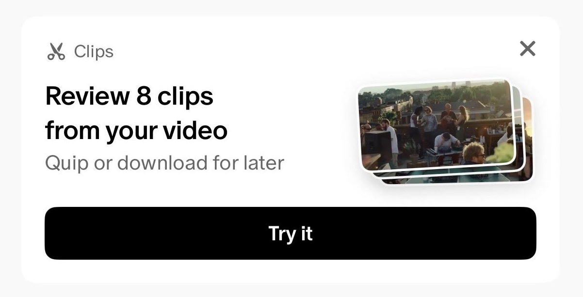 A Clips review card on the creator's profile page