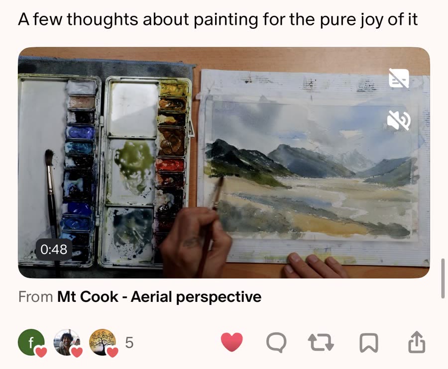 A Quip sharing a Clip from a watercolour landscape video