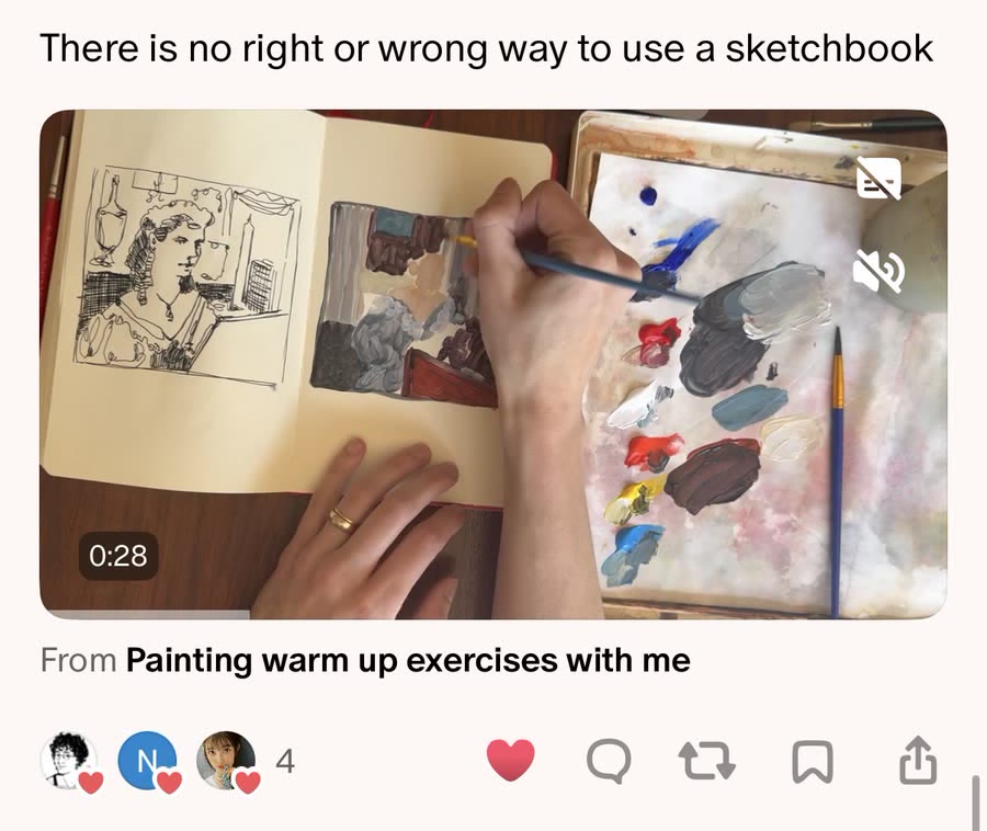 A Quip sharing a Clip from a sketchbook painting video