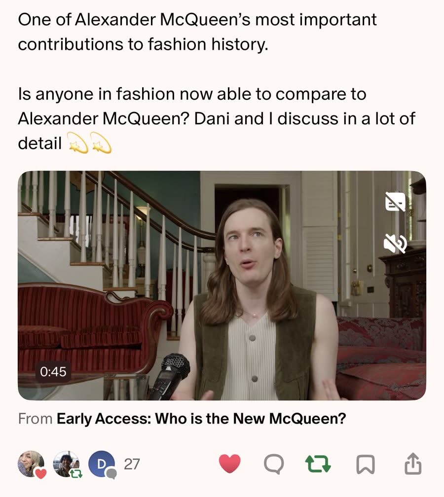 A Quip sharing a Clip from a fashion history video
